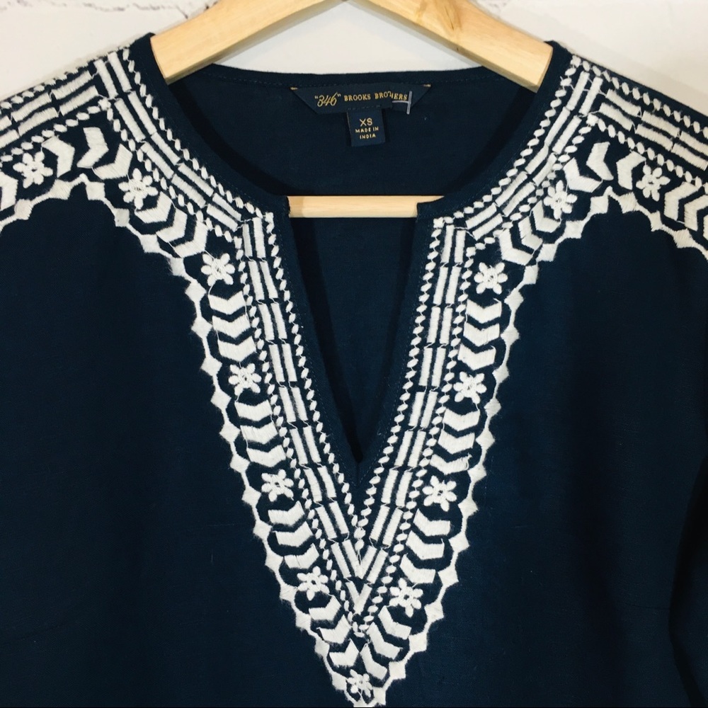 BROOKS BROTHERS 346 Embroidered Blouse Tunic Top - Picture 3 of 5